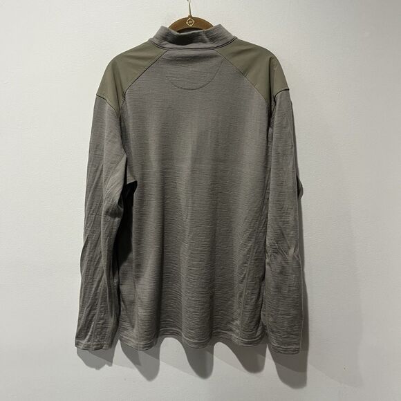 Kuhl Stellr 1/4 Zip Pullover Top Men XL Green Taupe Merino Wool Hunting Stretch - Picture 2 of 9